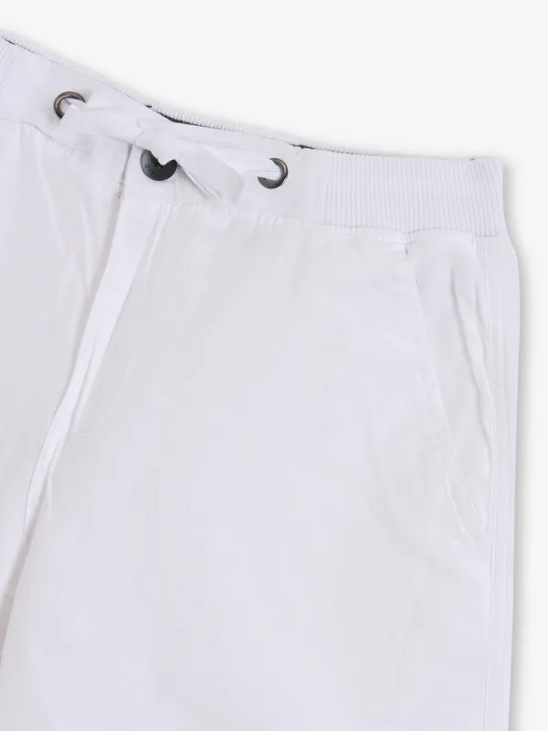 SHIELD solid white cotton shorts