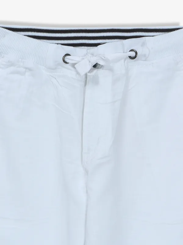 SHIELD white cotton solid track pant