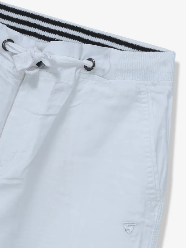 SHIELD white cotton solid track pant