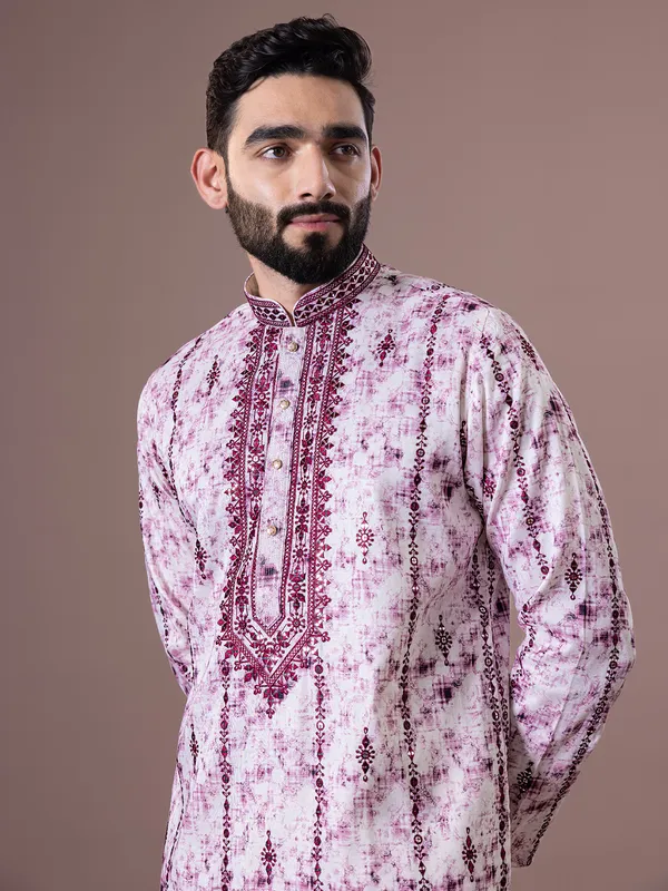Shiney shaded pink silk kurta suit for men