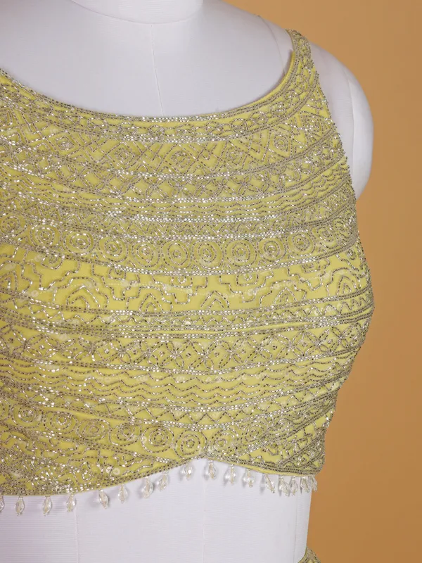 Shiny yellow georgette lehenga choli