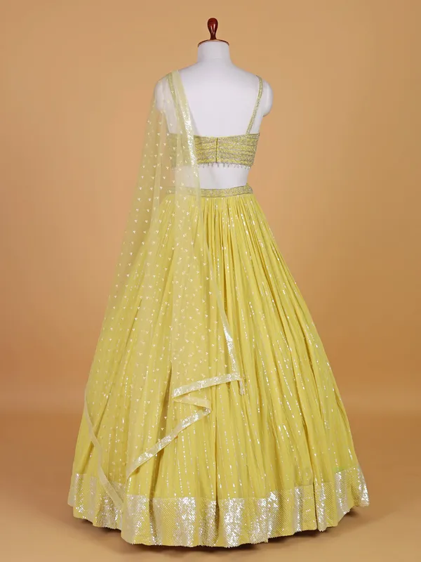 Shiny yellow georgette lehenga choli