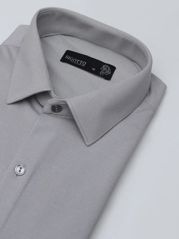 SIGOTTO light grey slim fit cotton shirt