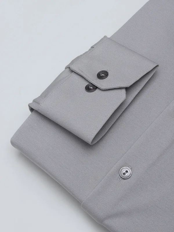 SIGOTTO light grey slim fit cotton shirt