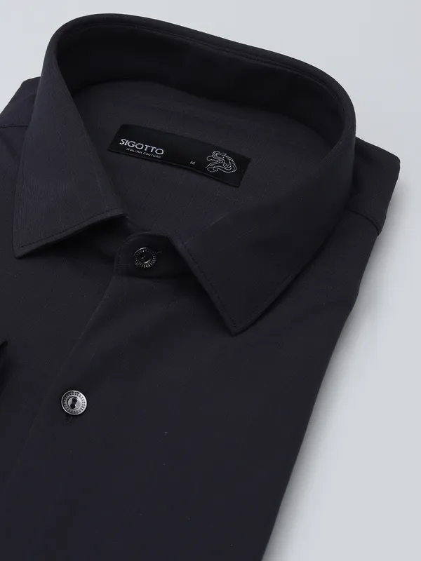 SIGOTTO party wear navy cotton shirt for men