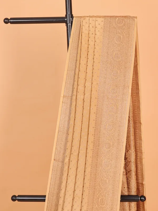 Silk beige saree with contrast blouse