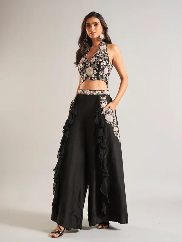 Silk black palazzo salwar suit