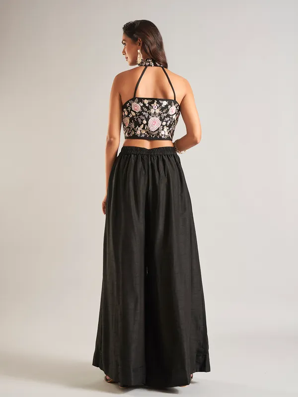 Silk black palazzo salwar suit