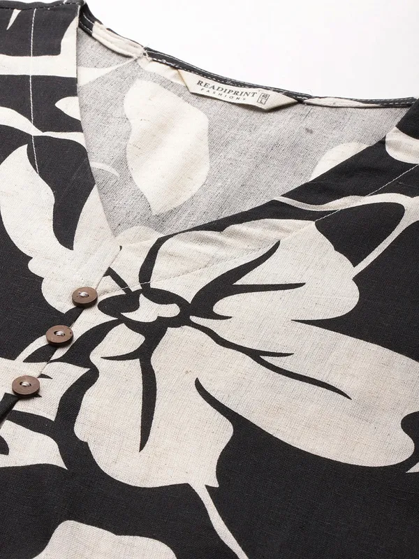Silk black printed kurti set for women