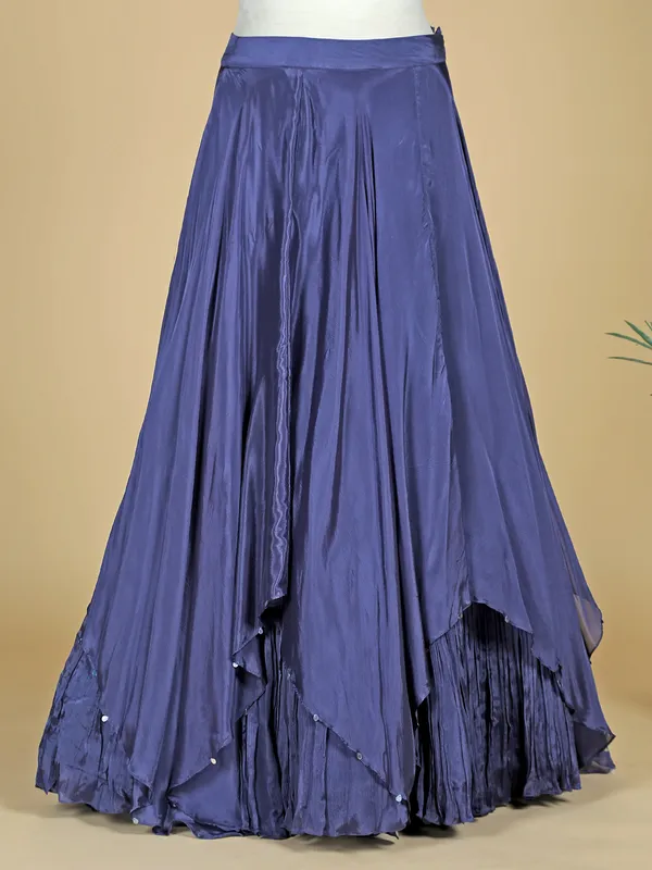 Silk blue lehenga choli for reception