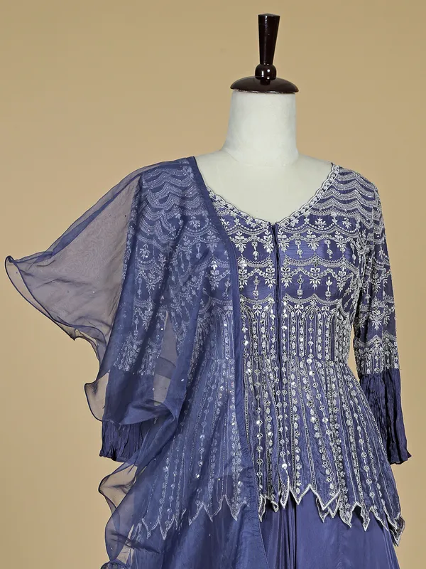 Silk blue lehenga choli for reception