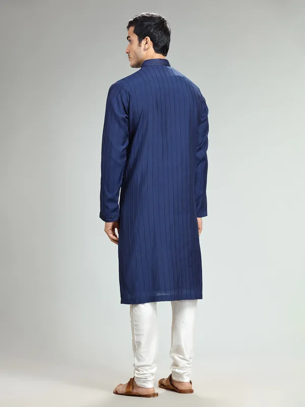 Silk dark blue  Men Kurta pajama for festive