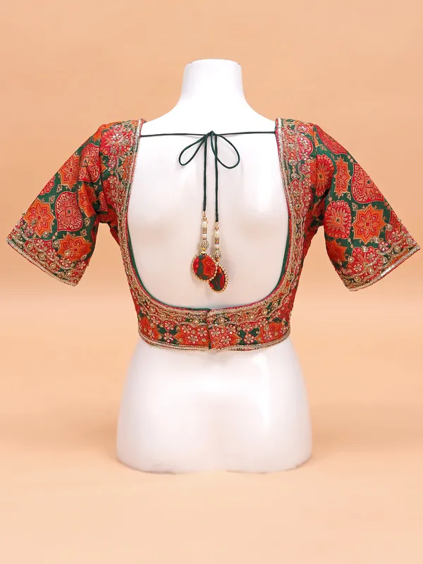Silk dark green blouse