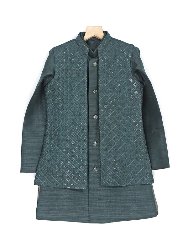 Silk dark green boys waistcoat set