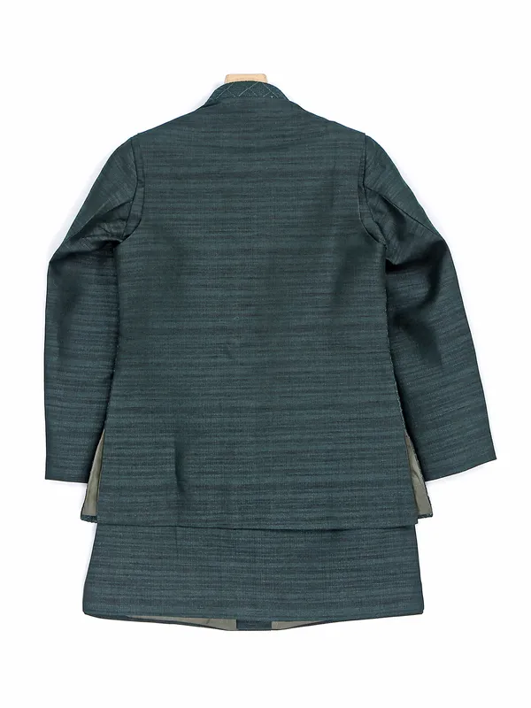 Silk dark green boys waistcoat set