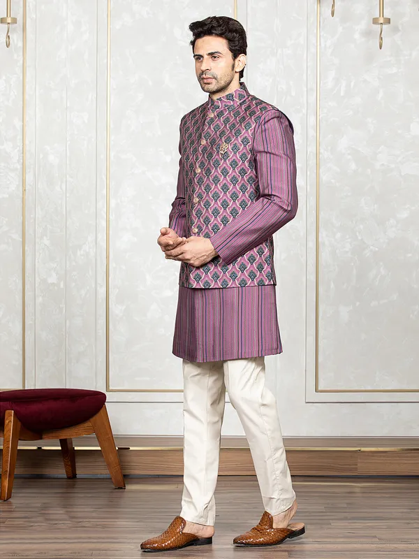 Silk dark pink waistcoat set