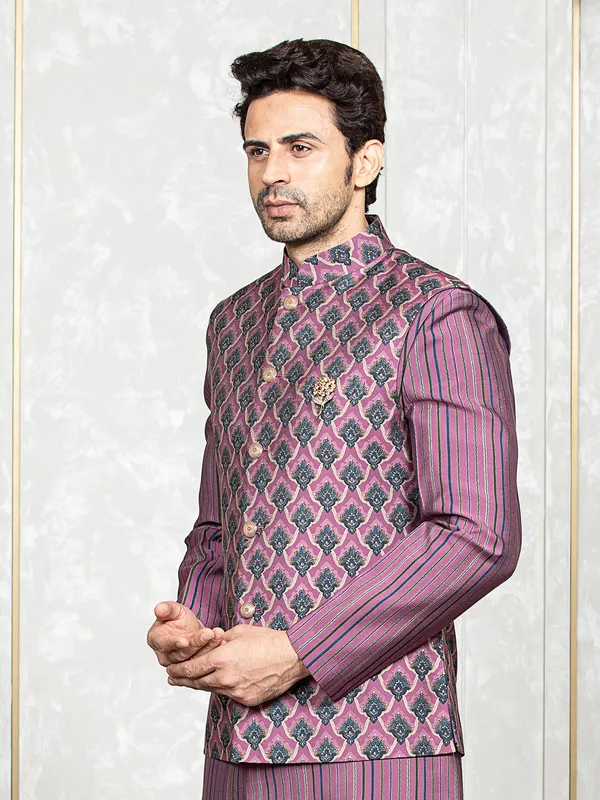Silk dark pink waistcoat set