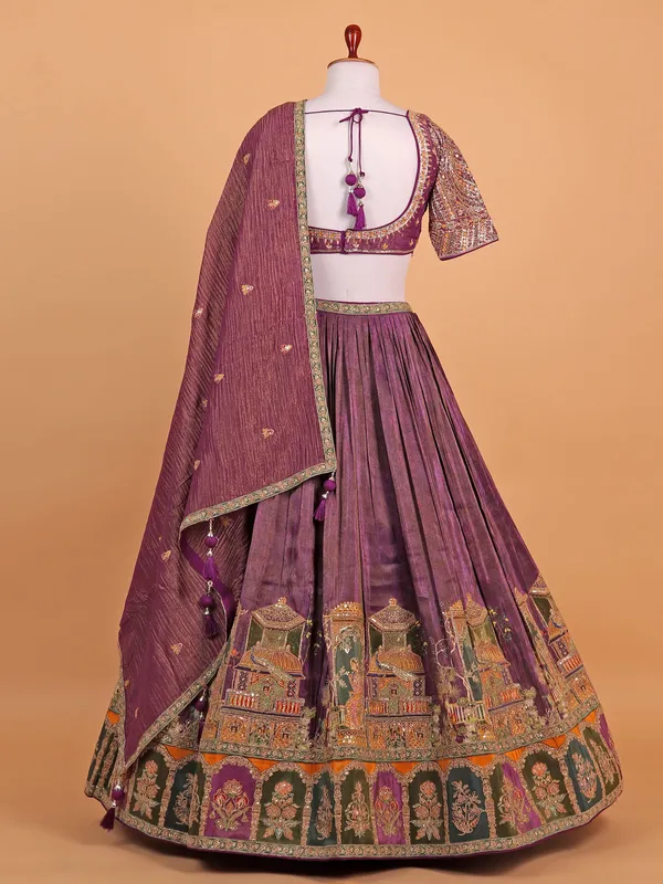 Silk Dark violet lehenga choli for women