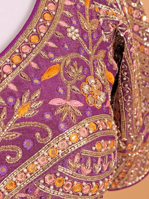 Silk Dark violet lehenga choli for women
