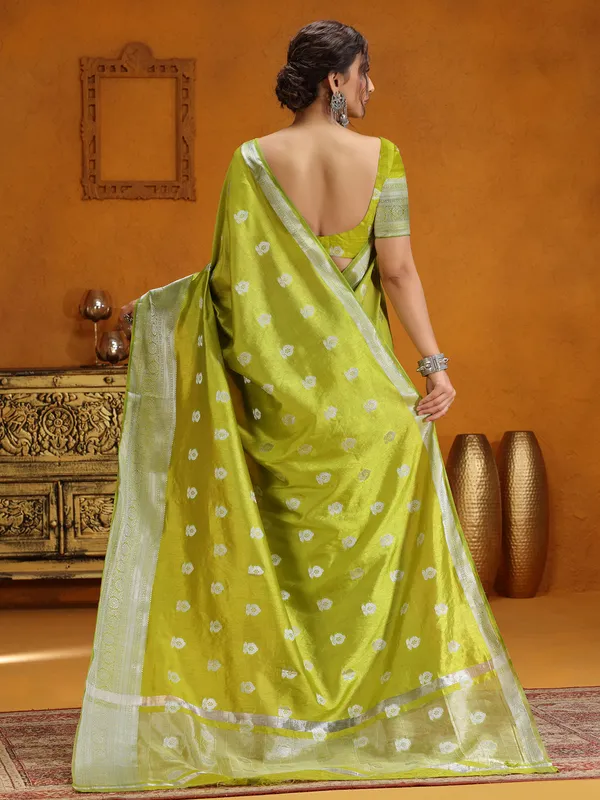 Silk festive wear lime green saree