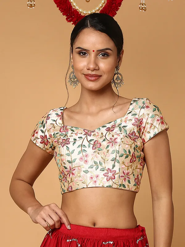 Silk gold embroidery blouse