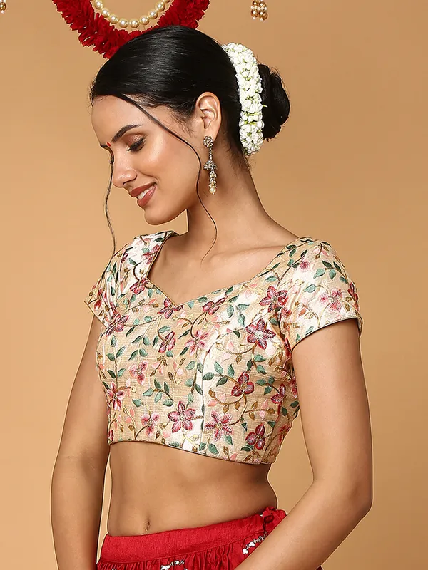 Silk gold embroidery blouse