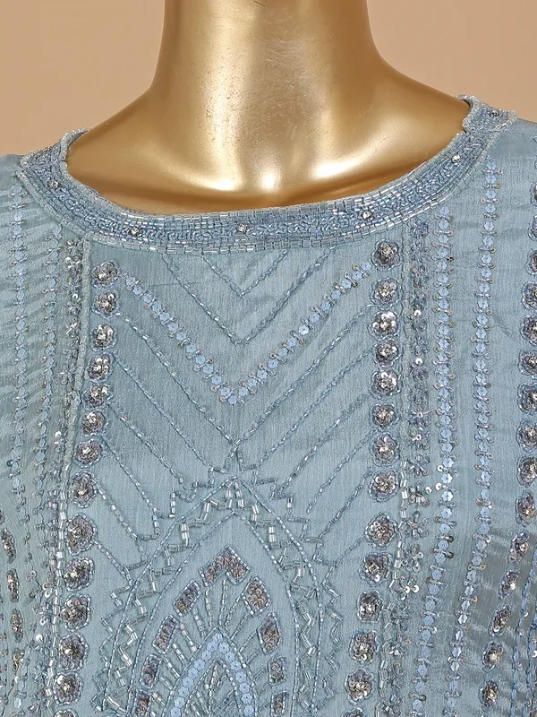Silk grey wedding wear sharara suit