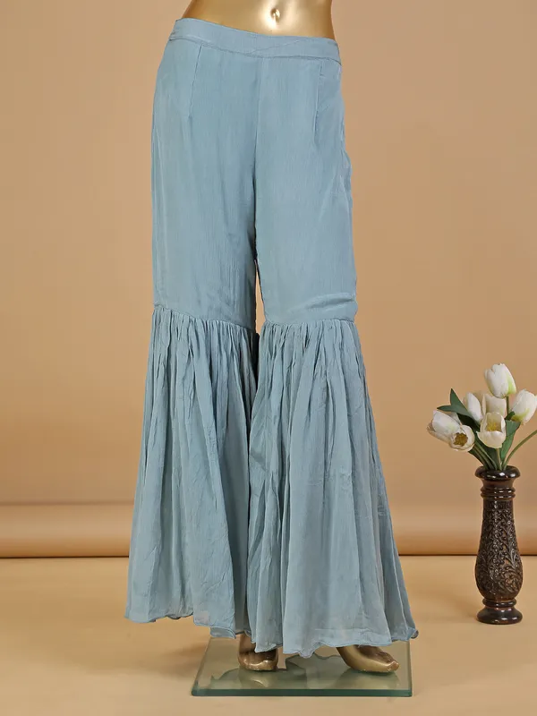 Silk grey wedding wear sharara suit