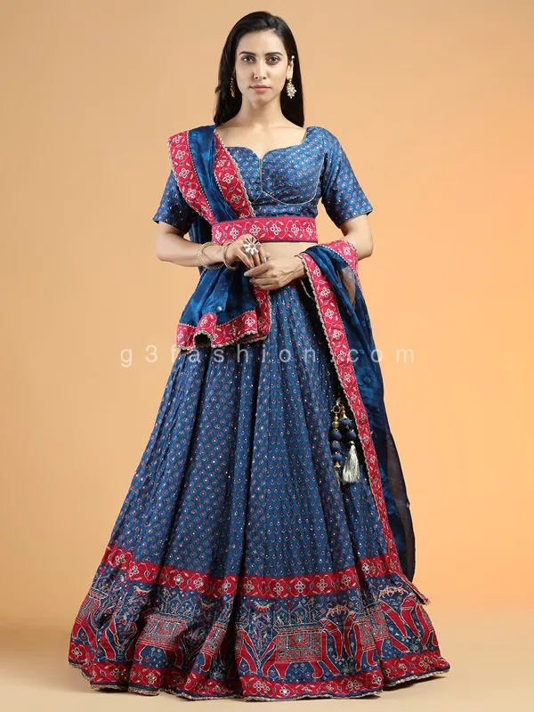 Silk lehenga choli for wedding events in blue