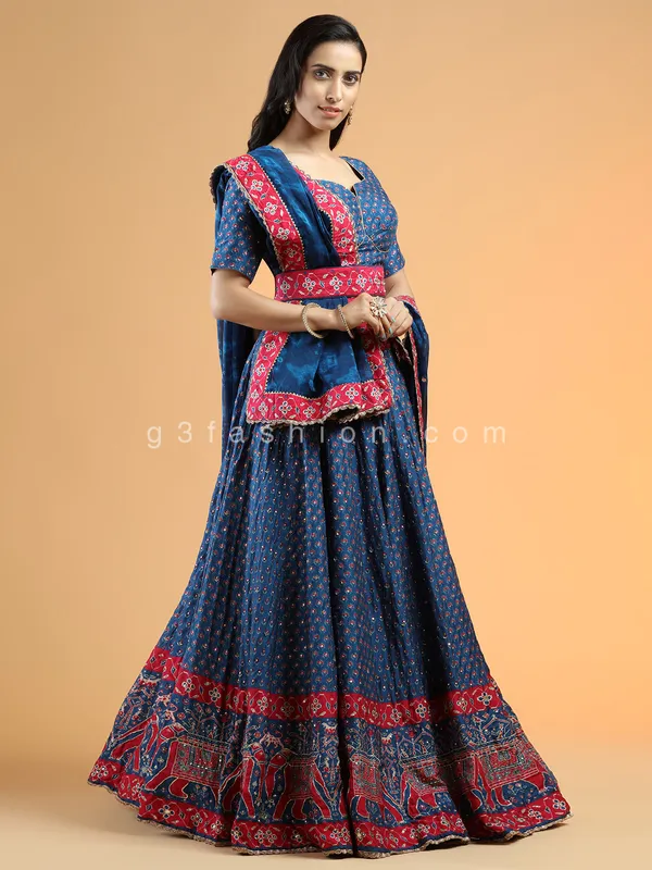 Silk lehenga choli for wedding events in blue