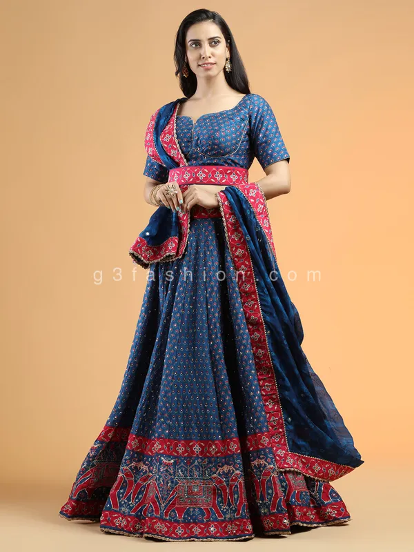 Silk lehenga choli for wedding events in blue