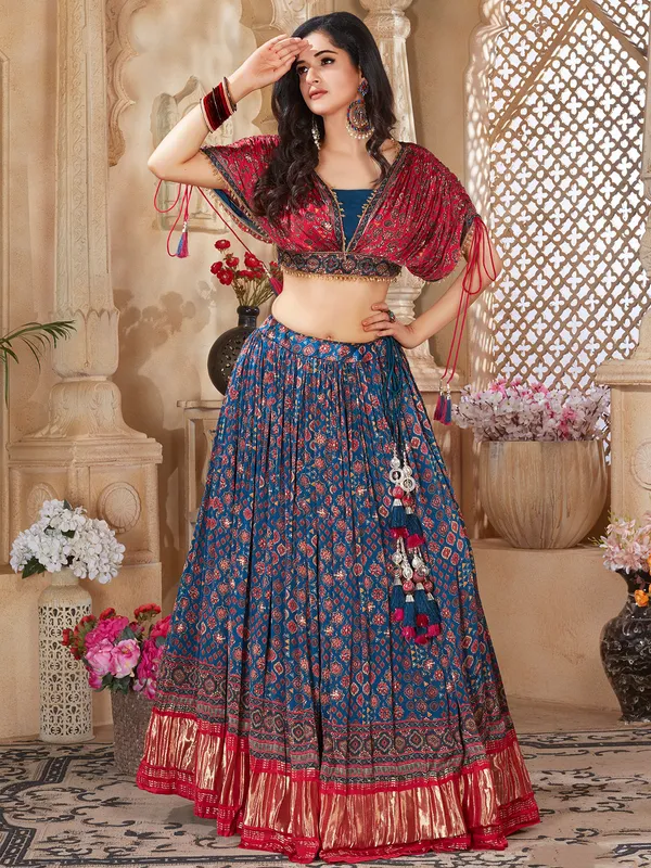 Silk lehenga choli for wedding in blue