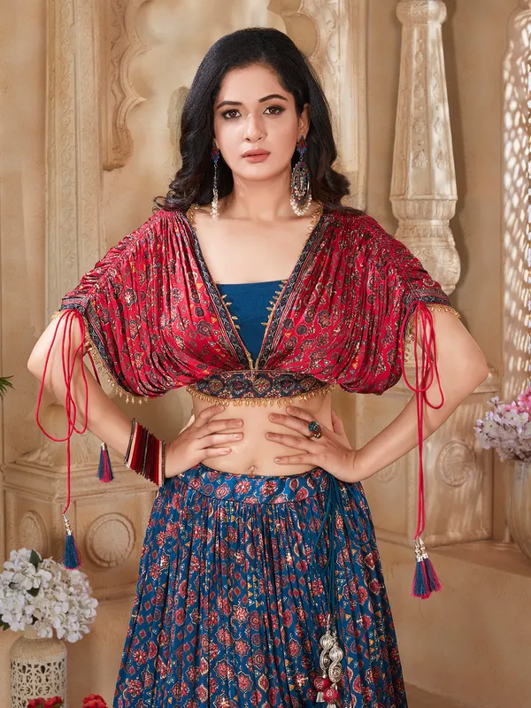 Silk lehenga choli for wedding in blue
