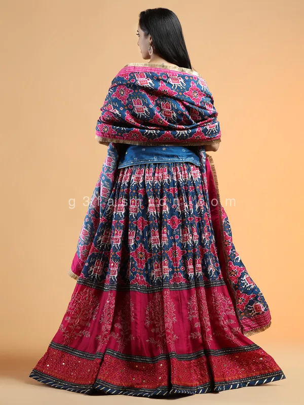 Silk lehenga choli for wedding in prussian blue