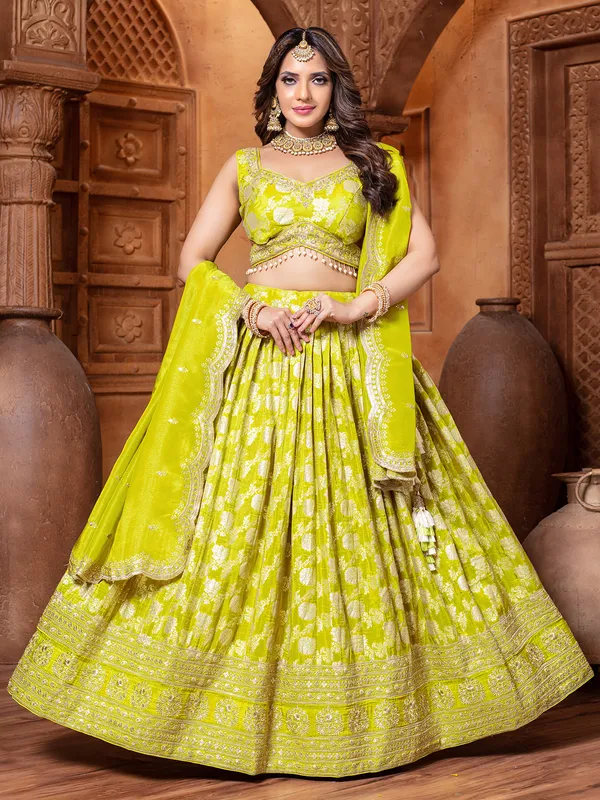 Silk lehenga choli in light green