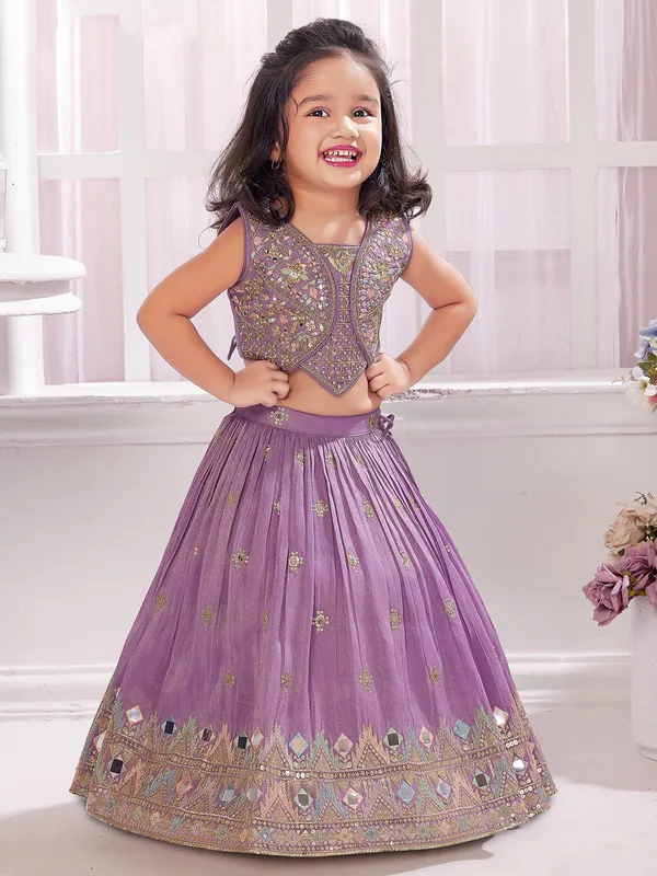 Silk lehenga choli in light purple