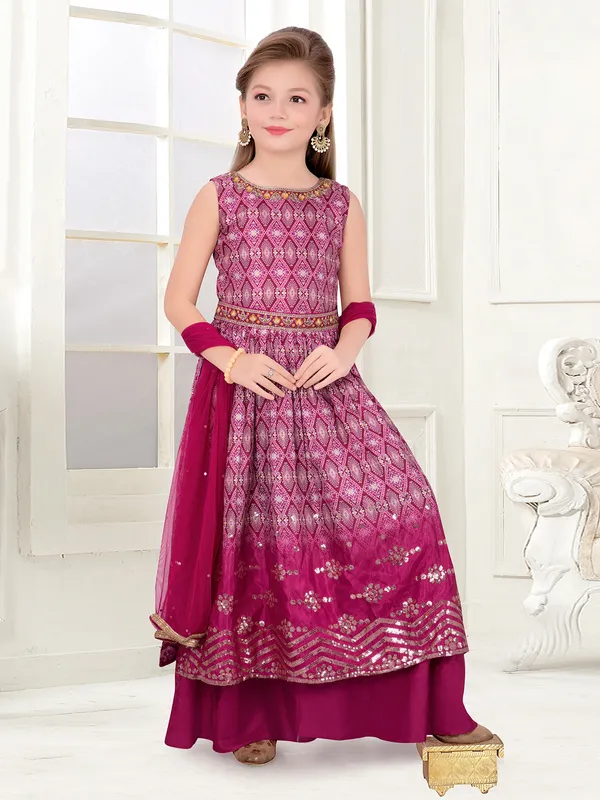 Silk magenta printed palazzo set