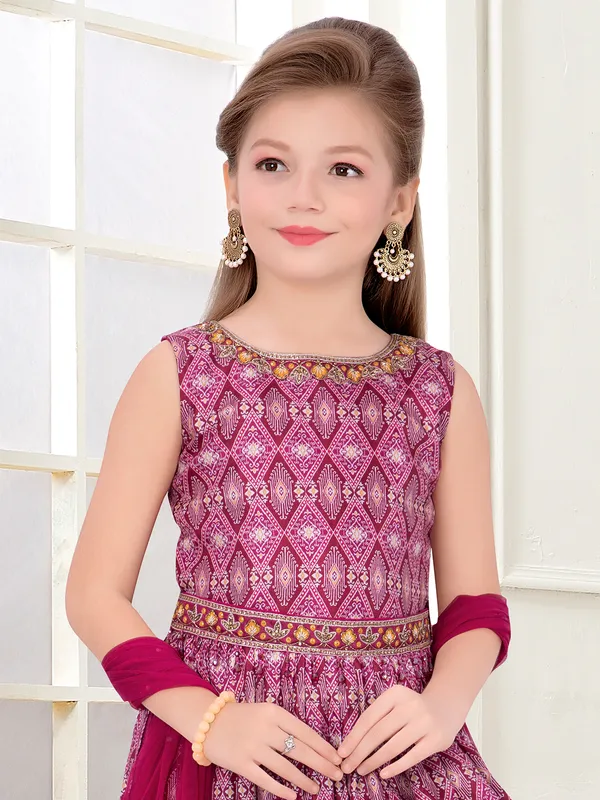 Silk magenta printed palazzo set