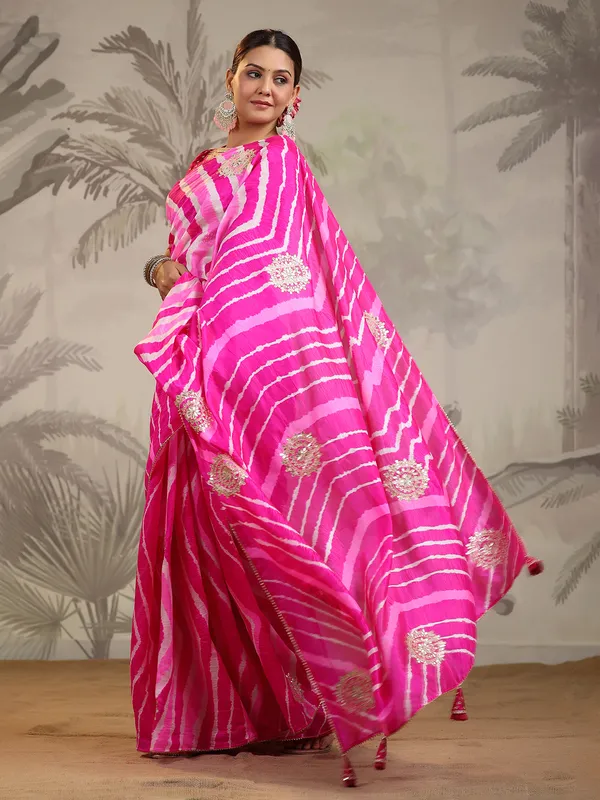 Silk magenta saree with zari work