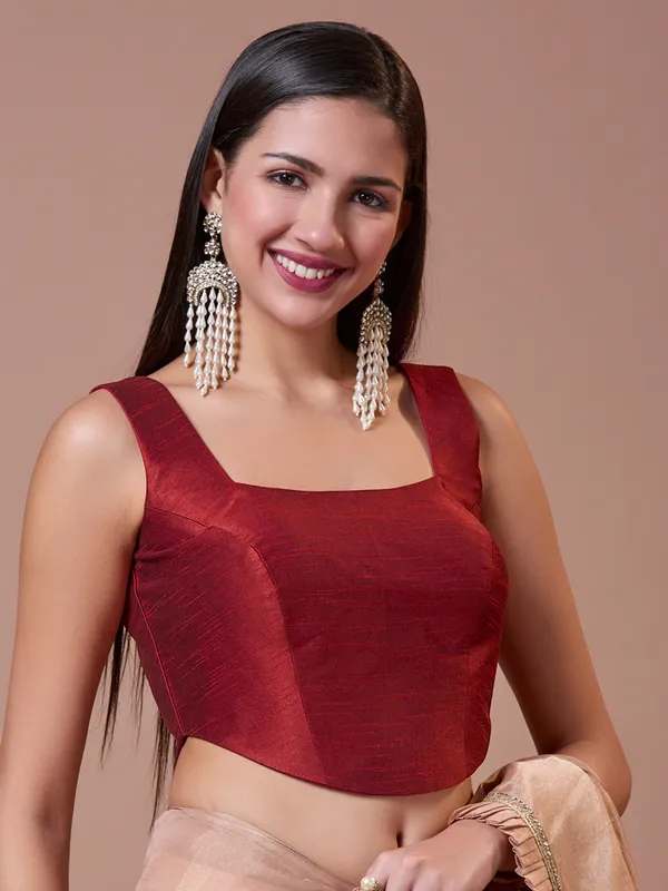 Silk maroon readymade blouse