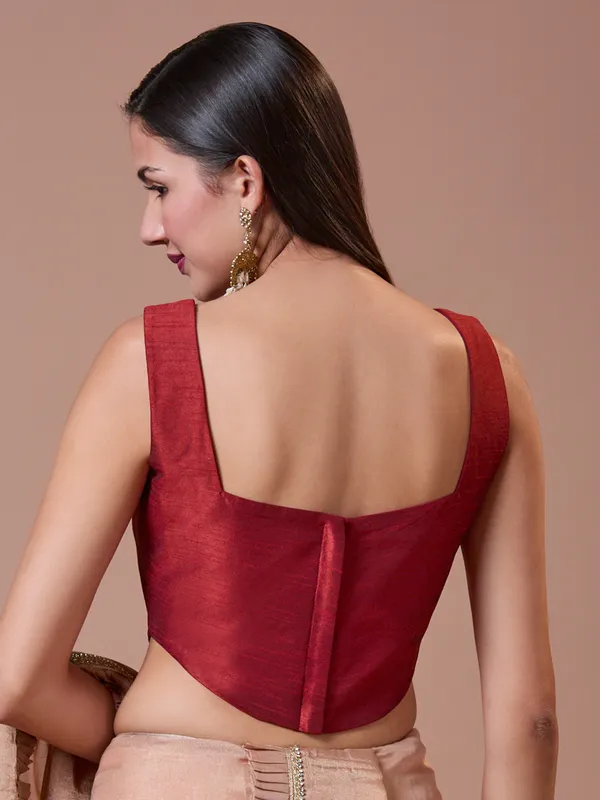Silk maroon readymade blouse