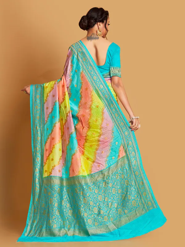 Silk multi color saree for wedding look