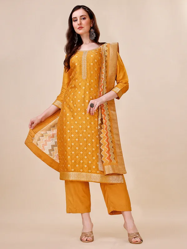 Silk mustard yellow salwar suit for festive