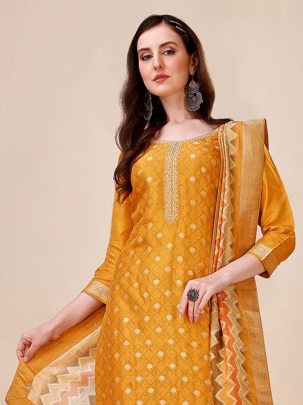 Silk mustard yellow salwar suit for festive