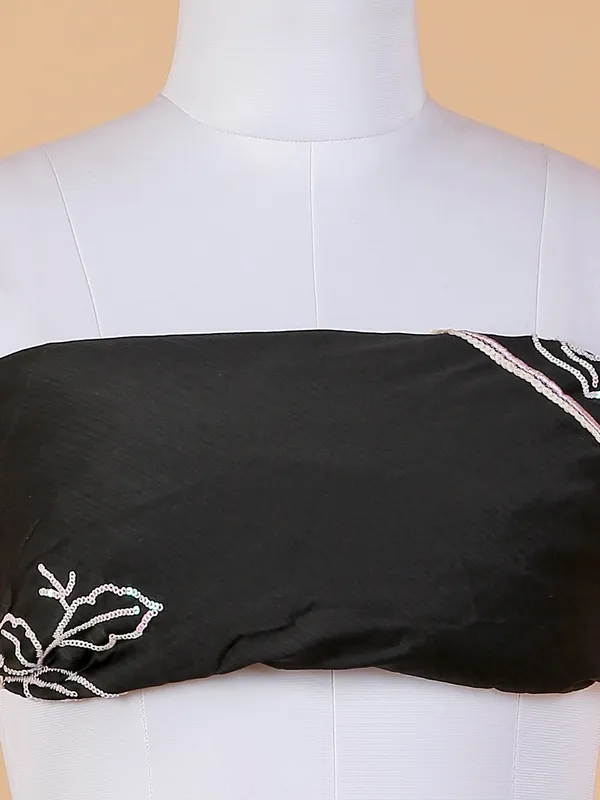 Silk party wear unstitched lehenga choli in black