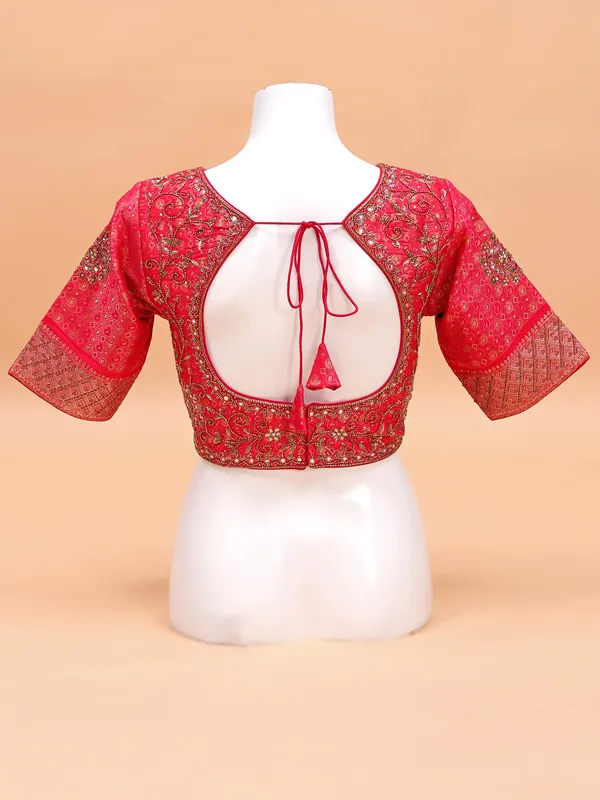Silk pink blouse with jacquard prints