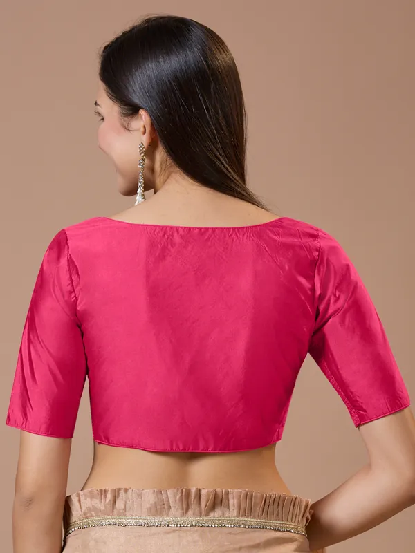 Silk pink redy made blouse with sweetheart neck