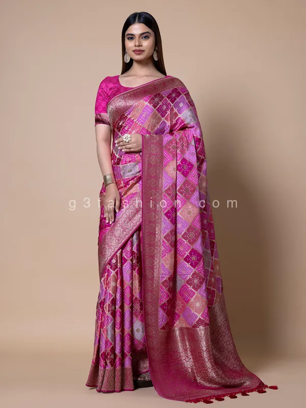Dola silk pink shaded saree