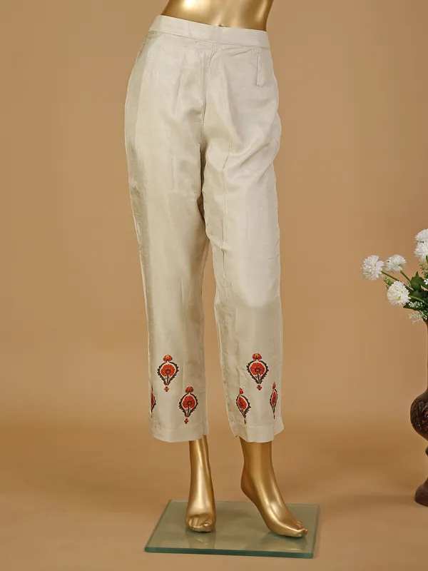 Silk printed beige kurti set