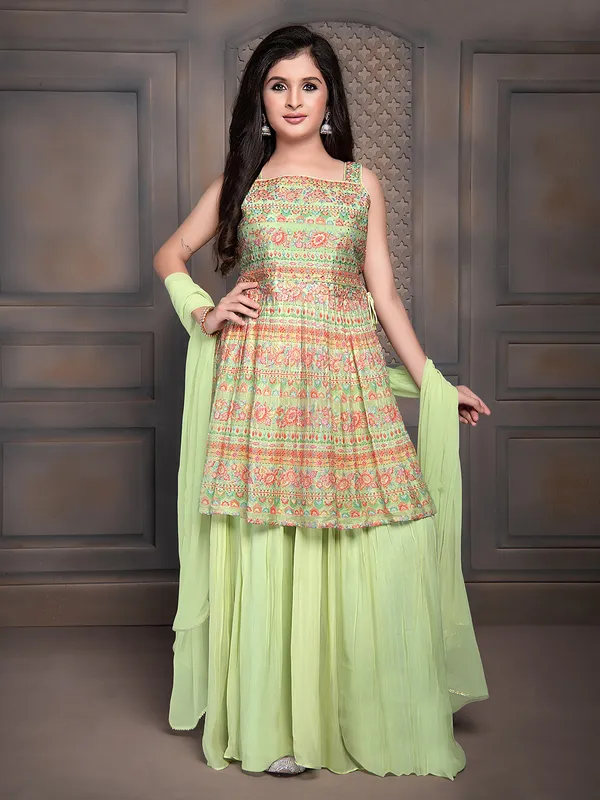Silk printed palazzo suit in pista green